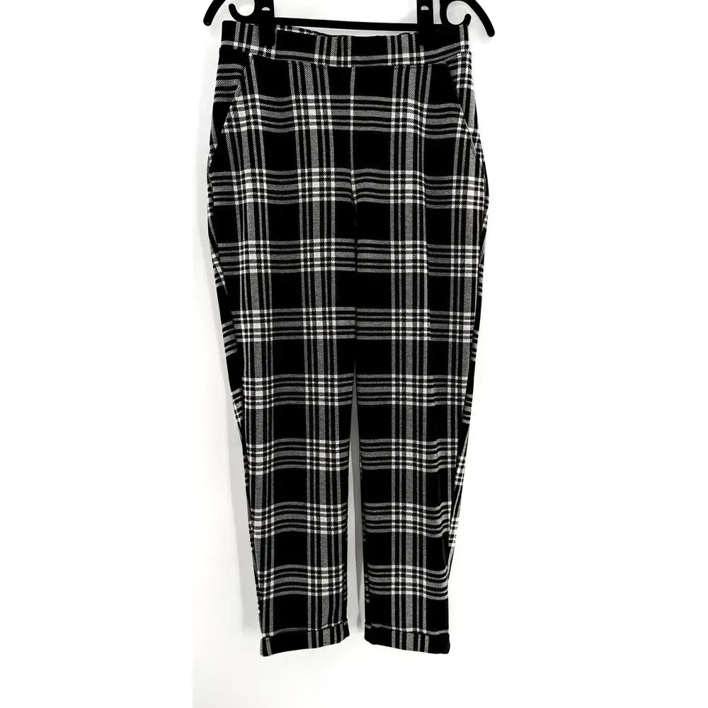 H&M Plaid Pants Trousers Black & White Size Small - Picture 5 of 9